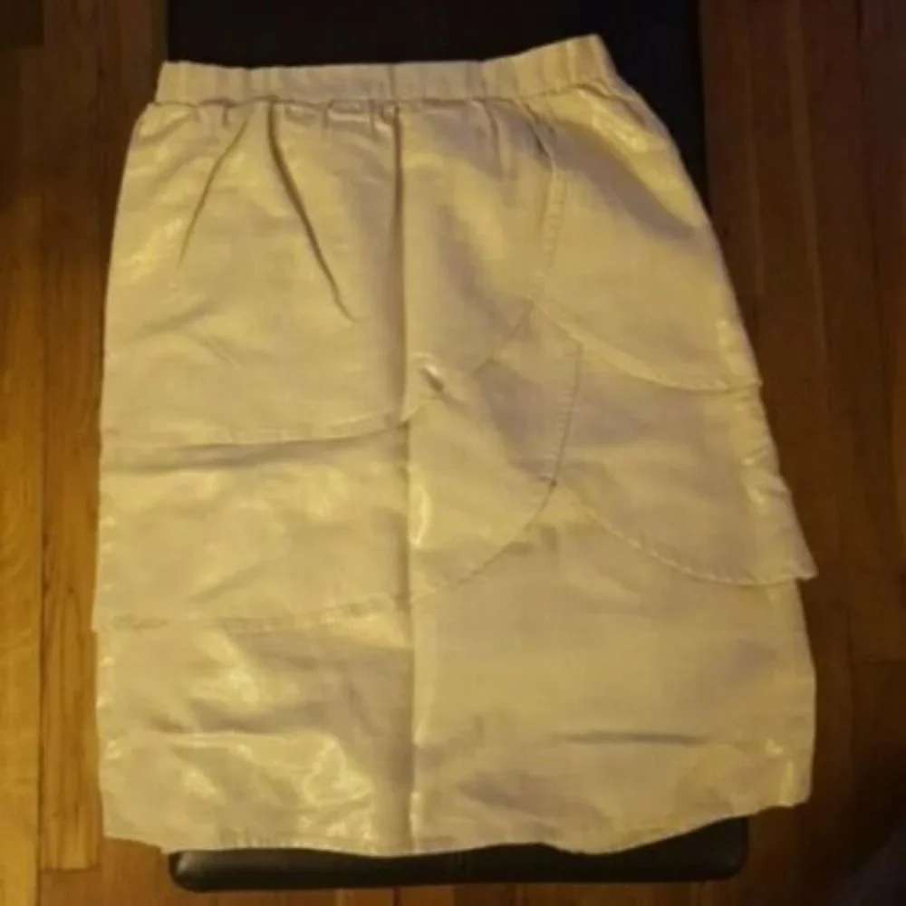 Edme & Esyllte Beige Golden Shimmer Casual Skirt 2 EUC LKNW